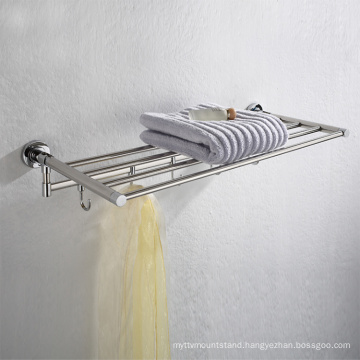 Wall Mounted  Bathroom Stainless Steel Towel Rack Single Towel Holder Polished with 5 Hooks